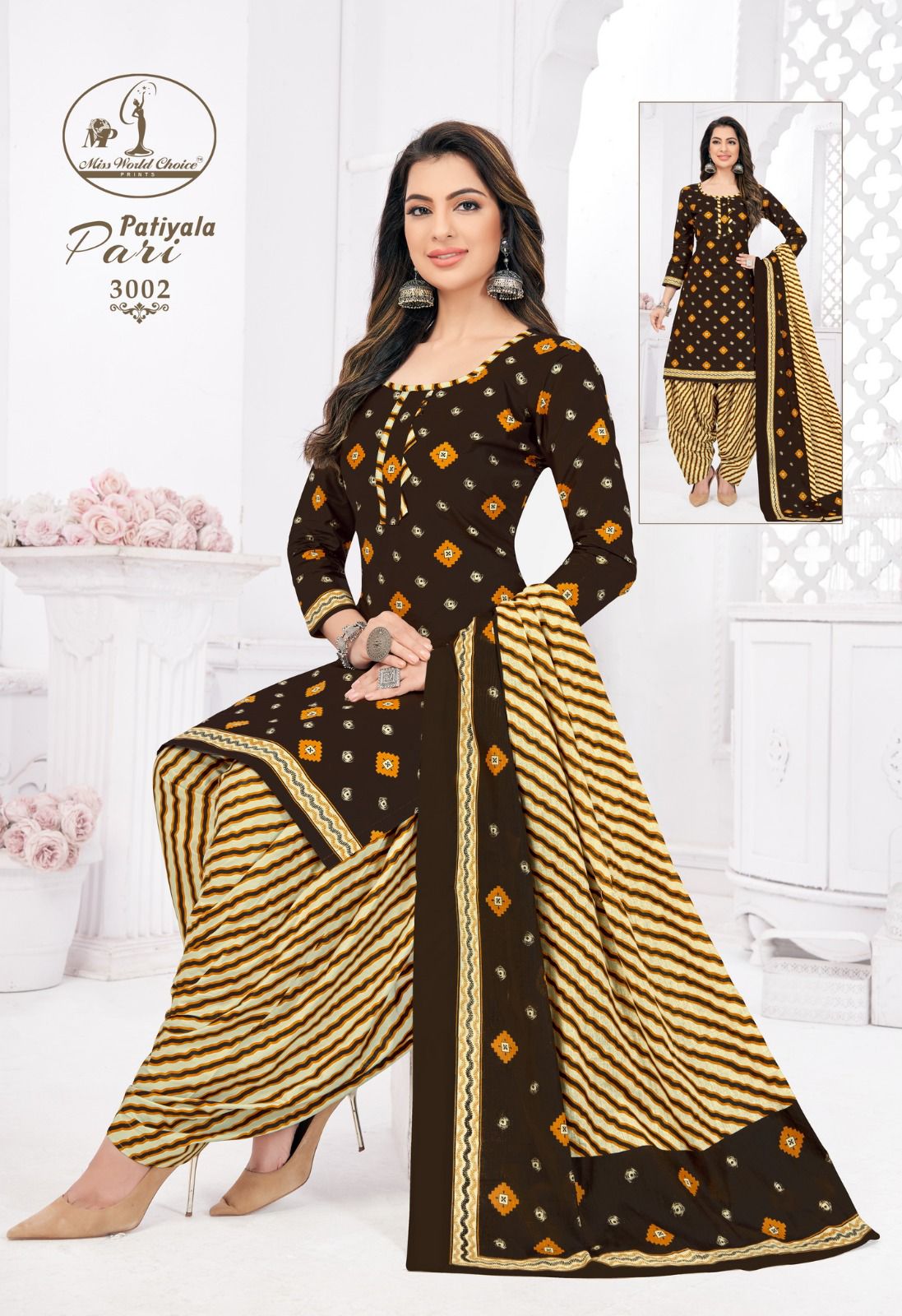 Miss World Choice Patiyala Pari 3 Printed Cotton Dress Material